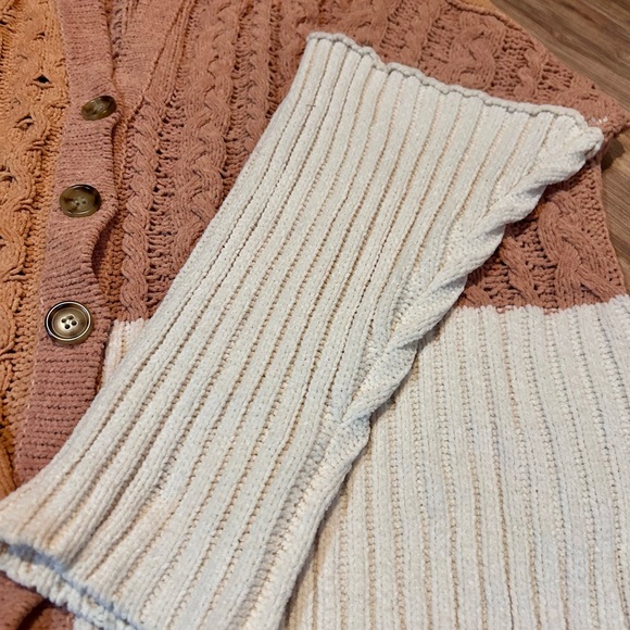 Miss Me Colorblock Cable Knit Hooded Cardigan Sweater Large - Picture 3 of 6